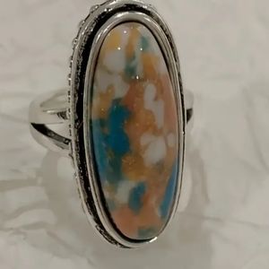 Oyster Copper Turquoise  New Size 7 Fashion Silver Rare Find Ring